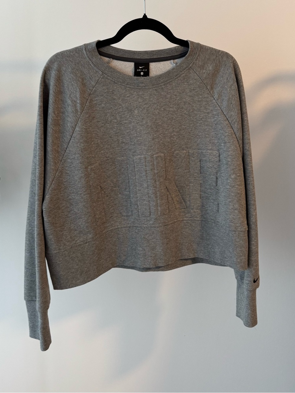 Nike Gray Embossed Logo Cropped Sweatshirt